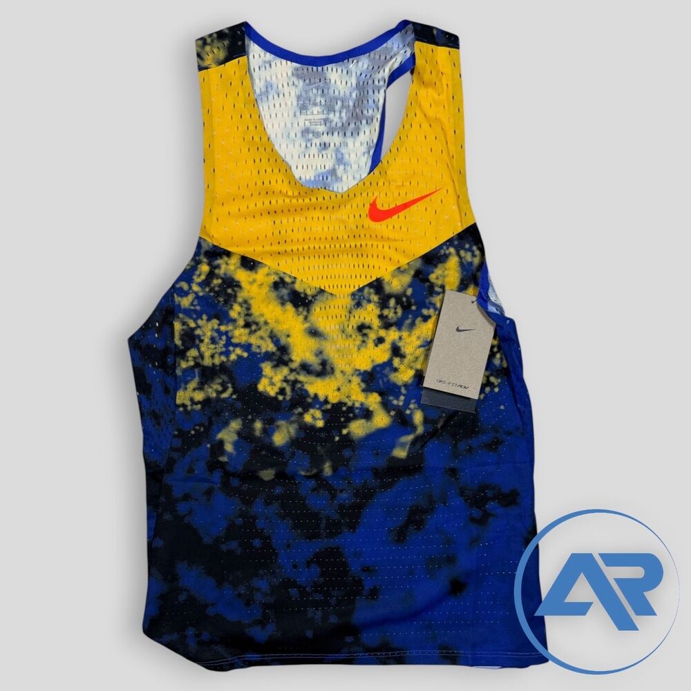 Nike Dri-FIT ADV Aeroswift Race Day 26 Singlet Men's Size XS Yellow Blue
